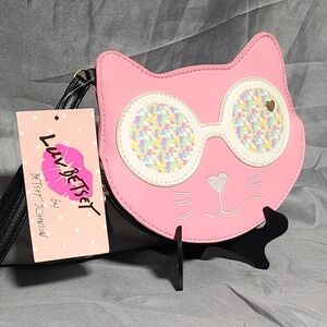 NWOT Luv Betsey By Betsey Johnson Pink Cat Shaped Wristlet Wallet